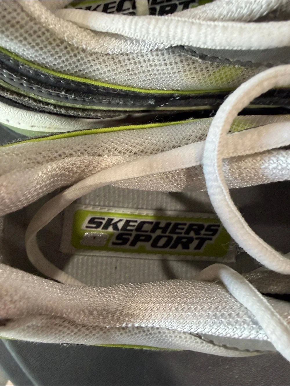 Skechers Gray and Neon Green Mesh Athletic Sneakers